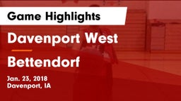 Davenport West  vs Bettendorf  Game Highlights - Jan. 23, 2018