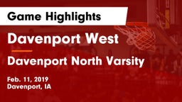 Davenport West  vs Davenport North Varsity Game Highlights - Feb. 11, 2019
