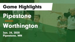 Pipestone  vs Worthington Game Highlights - Jan. 24, 2020