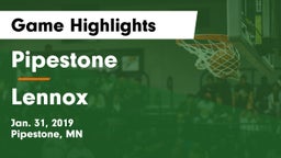 Pipestone  vs Lennox  Game Highlights - Jan. 31, 2019