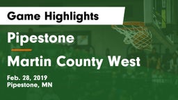 Pipestone  vs Martin County West  Game Highlights - Feb. 28, 2019