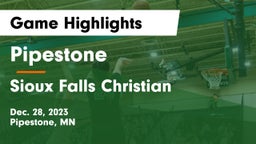 Pipestone  vs Sioux Falls Christian  Game Highlights - Dec. 28, 2023