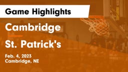 Cambridge  vs St. Patrick's  Game Highlights - Feb. 4, 2023