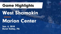 West Shamokin  vs Marion Center  Game Highlights - Jan. 4, 2018