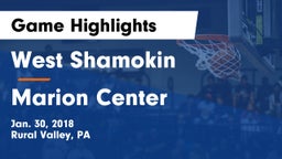 West Shamokin  vs Marion Center  Game Highlights - Jan. 30, 2018
