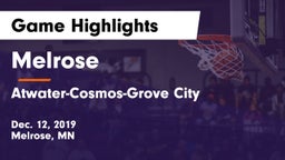 Melrose  vs Atwater-Cosmos-Grove City  Game Highlights - Dec. 12, 2019