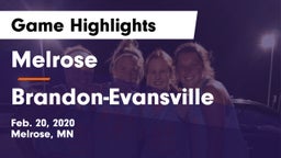 Melrose  vs Brandon-Evansville  Game Highlights - Feb. 20, 2020