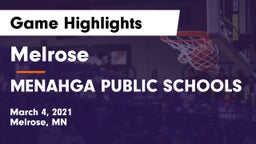Melrose  vs MENAHGA PUBLIC SCHOOLS Game Highlights - March 4, 2021