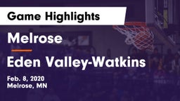 Melrose  vs Eden Valley-Watkins  Game Highlights - Feb. 8, 2020