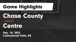 Chase County  vs Centre  Game Highlights - Feb. 18, 2022