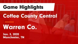 Coffee County Central  vs Warren Co. Game Highlights - Jan. 3, 2020