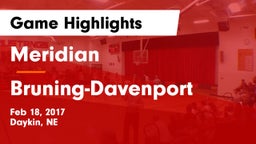 Meridian  vs Bruning-Davenport  Game Highlights - Feb 18, 2017