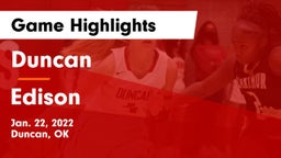 Duncan  vs Edison  Game Highlights - Jan. 22, 2022