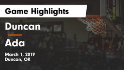Duncan  vs Ada  Game Highlights - March 1, 2019