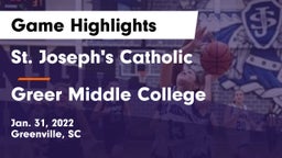 St. Joseph's Catholic  vs Greer Middle College  Game Highlights - Jan. 31, 2022