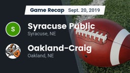 Recap: Syracuse Public  vs. Oakland-Craig  2019