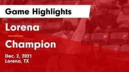 Lorena  vs Champion  Game Highlights - Dec. 2, 2021