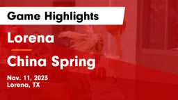 Lorena  vs China Spring  Game Highlights - Nov. 11, 2023