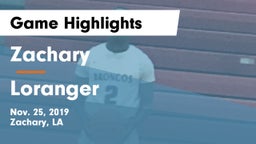 Zachary  vs Loranger  Game Highlights - Nov. 25, 2019