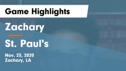 Zachary  vs St. Paul's  Game Highlights - Nov. 23, 2020