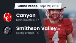 Recap: Canyon  vs. Smithson Valley  2018