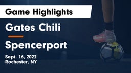 Gates Chili  vs Spencerport  Game Highlights - Sept. 16, 2022
