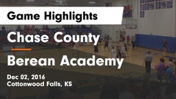 Chase County  vs Berean Academy  Game Highlights - Dec 02, 2016