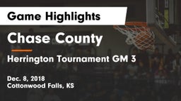 Chase County  vs Herrington Tournament GM 3 Game Highlights - Dec. 8, 2018