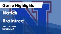 Natick  vs Braintree Game Highlights - Jan. 15, 2019