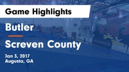 Butler  vs Screven County Game Highlights - Jan 3, 2017