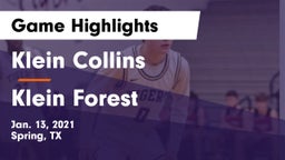 Klein Collins  vs Klein Forest  Game Highlights - Jan. 13, 2021