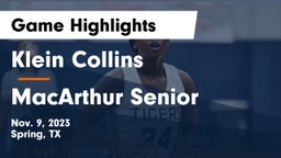 Klein Collins  vs MacArthur Senior  Game Highlights - Nov. 9, 2023