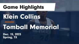Klein Collins  vs Tomball Memorial  Game Highlights - Dec. 15, 2023