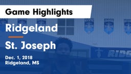 Ridgeland  vs St. Joseph Game Highlights - Dec. 1, 2018