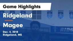 Ridgeland  vs Magee Game Highlights - Dec. 4, 2018