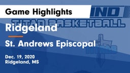 Ridgeland  vs St. Andrews Episcopal  Game Highlights - Dec. 19, 2020