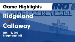 Ridgeland  vs Callaway  Game Highlights - Jan. 12, 2021
