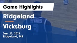 Ridgeland  vs Vicksburg  Game Highlights - Jan. 22, 2021