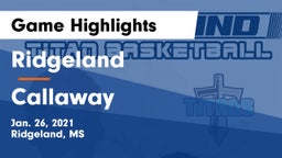 Ridgeland  vs Callaway  Game Highlights - Jan. 26, 2021