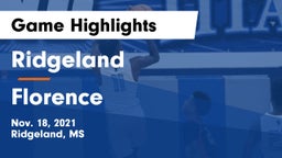 Ridgeland  vs Florence  Game Highlights - Nov. 18, 2021