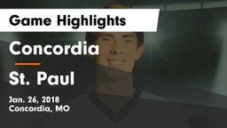 Concordia  vs St. Paul  Game Highlights - Jan. 26, 2018