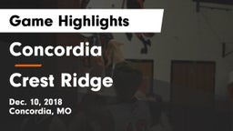 Concordia  vs Crest Ridge  Game Highlights - Dec. 10, 2018