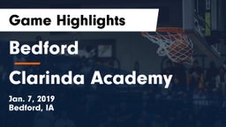 Bedford  vs Clarinda Academy Game Highlights - Jan. 7, 2019