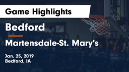 Bedford  vs Martensdale-St. Mary's Game Highlights - Jan. 25, 2019