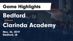 Bedford  vs Clarinda Academy Game Highlights - Nov. 26, 2019