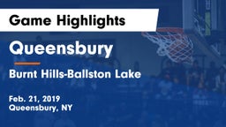 Queensbury  vs Burnt Hills-Ballston Lake  Game Highlights - Feb. 21, 2019