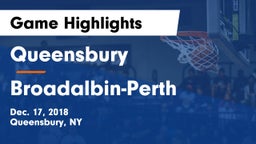 Queensbury  vs Broadalbin-Perth Game Highlights - Dec. 17, 2018