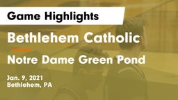 Bethlehem Catholic  vs Notre Dame Green Pond Game Highlights - Jan. 9, 2021