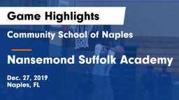 Community School of Naples vs Nansemond Suffolk Academy Game Highlights - Dec. 27, 2019