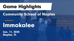 Community School of Naples vs Immokalee  Game Highlights - Jan. 11, 2020